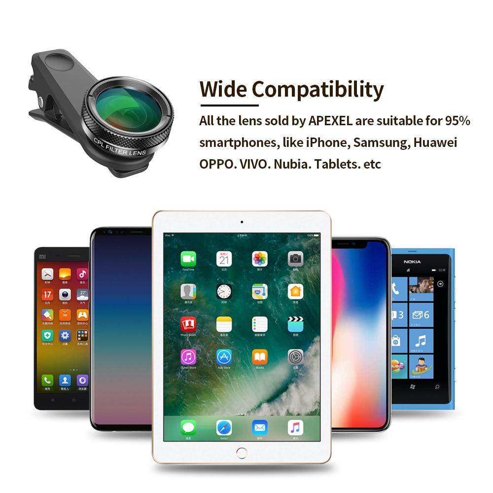 6 in 1 Phone Camera Lens Kit FishEye Wide Angle Macro CPL/Star Filter 2X Telescope APEXEL 