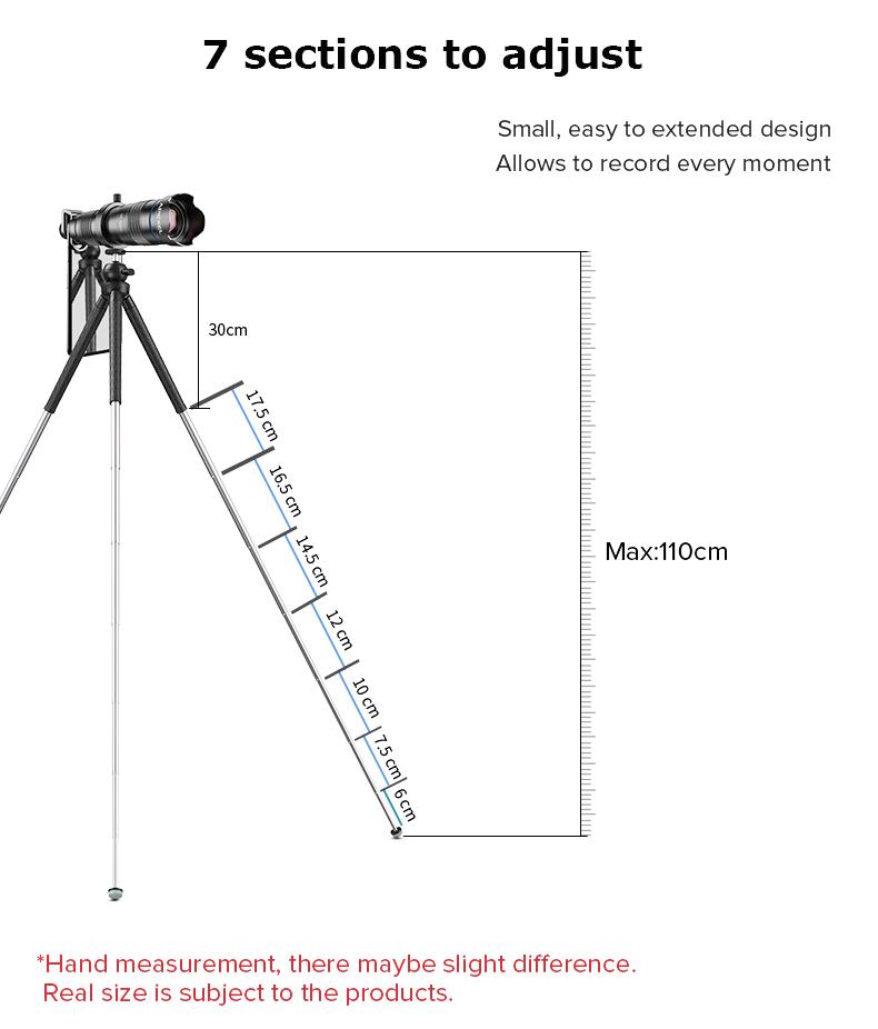 Apexel Extendable Premium 1/4 Screw 1.1m Tripod Mobile Photography Accessories APEXEL 