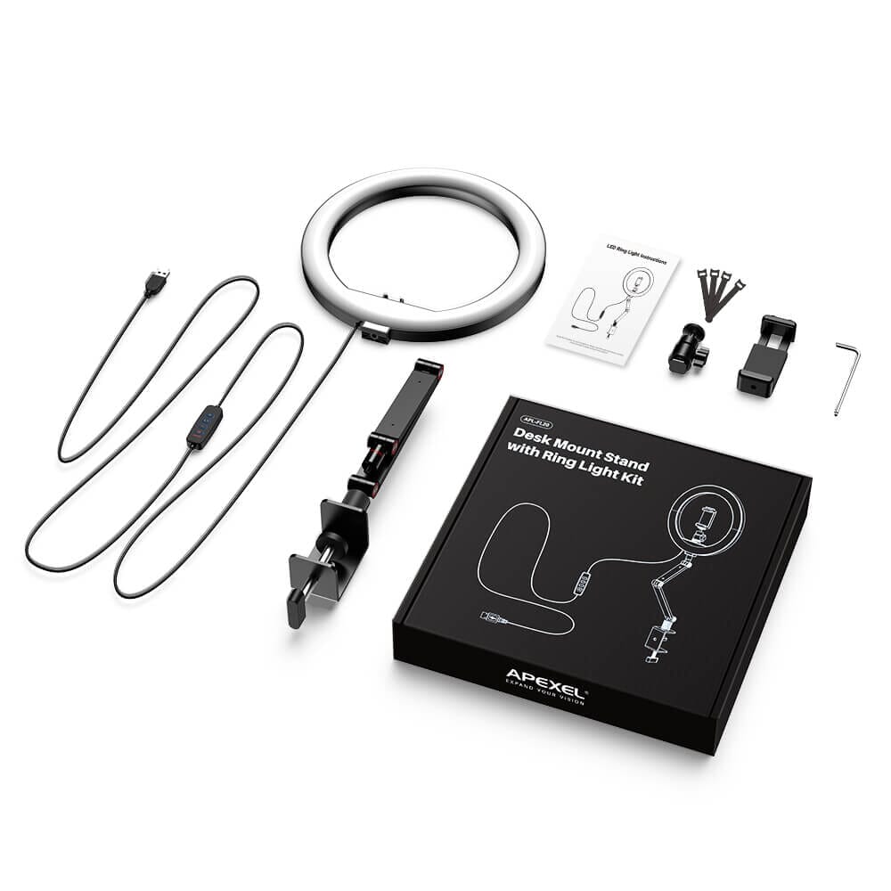 FL20 10 Zoll Ringlicht faltbar tragbar mit Ständer und Telefonhalter APEXEL