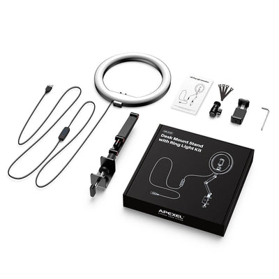 FL20 10 Inch Ring Light Foldable Portable with Stand and Phone Holder APEXEL 