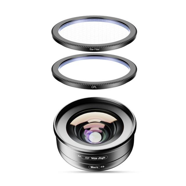 Universal Clip Optical HD Mobile Phone Camera Wide Angle Macro 2in1 Lens Kit Mobile Photography Accessories APEXEL Lens with CPL & Star Filter 