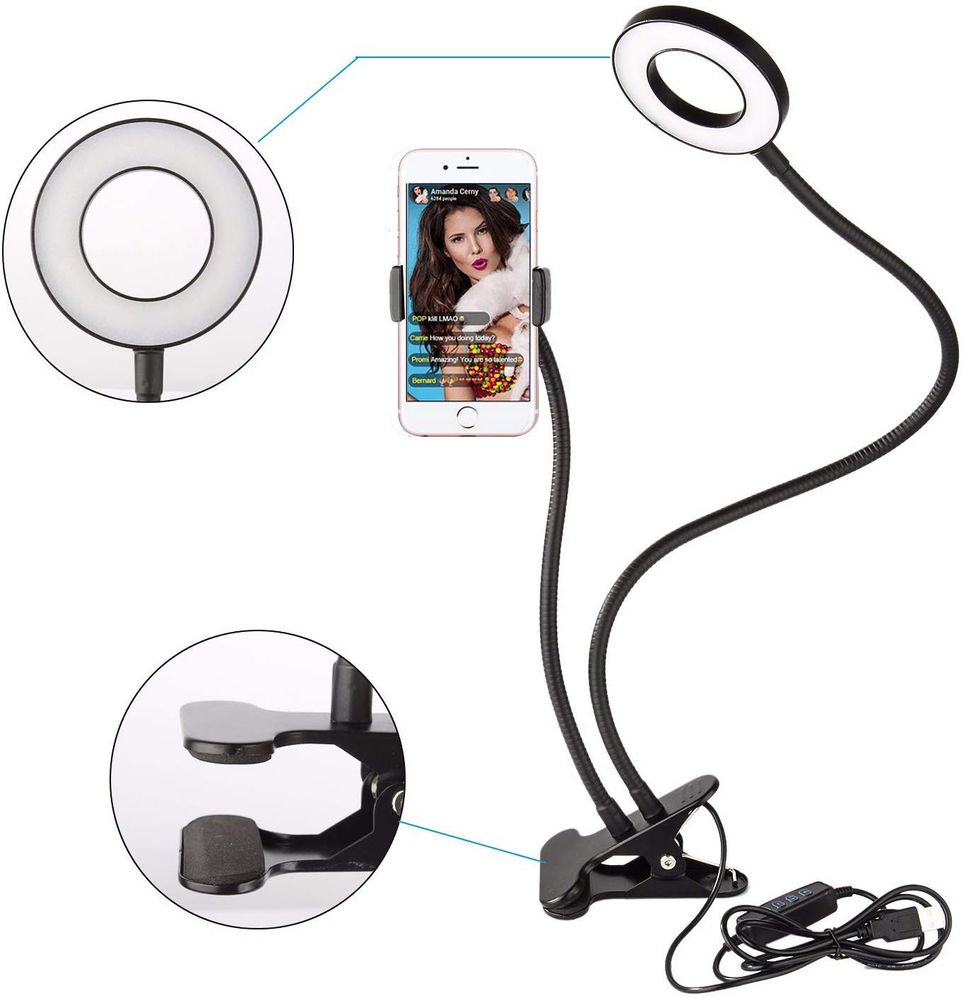 Kadence Xtreme Acoustics DIG-SEF LED Selfie Ring Light with Adjustable  Tripod Stand (10 inches), 3 Mobile Phone Holders and 3 Lighting Modes  (Warm, Soft and White) for Youtube, Tiktok, Instagram Recording. :