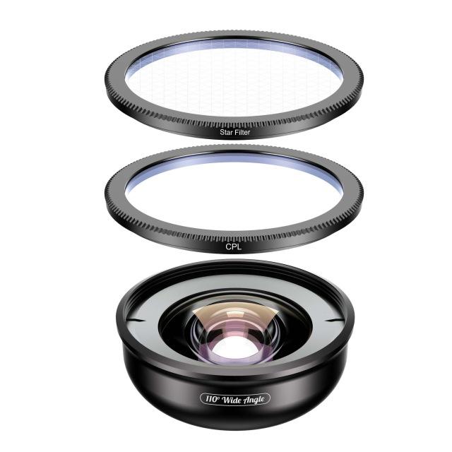 No Distortion 110° HD Wide Angle Lens for Iphone Android Mobile Phone APEXEL With CPL&Star Filters 