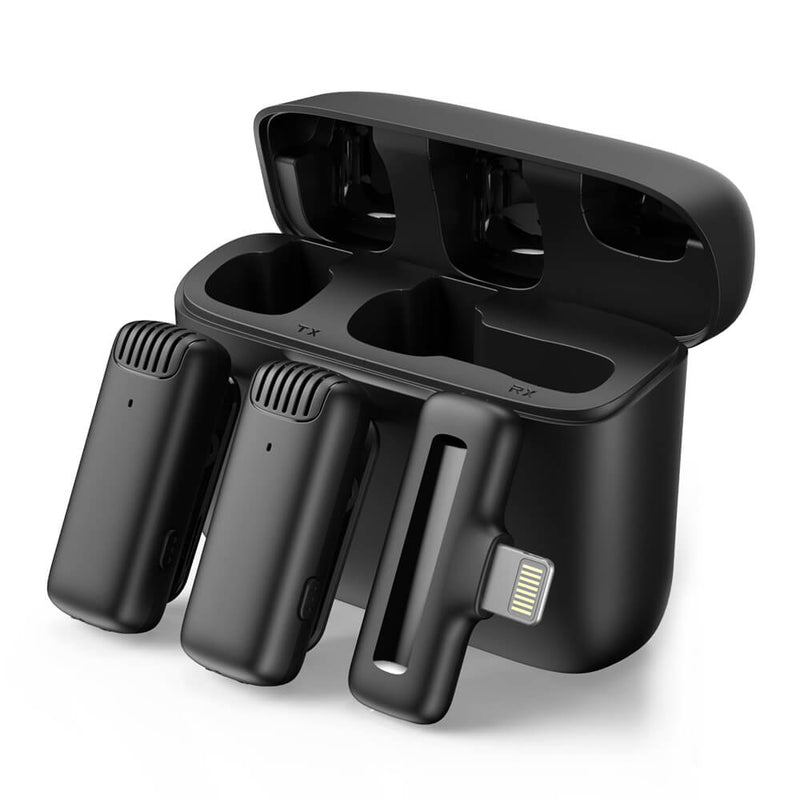 Apexel J13 3-In-1 Wireless Microphones with Smart Charging Case APEXEL One-on-two With Lightning Receiver 