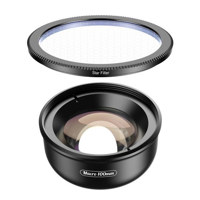 High Quality 100mm HD Phone Camera Super Macro Lens APEXEL Macro+Star Filter 