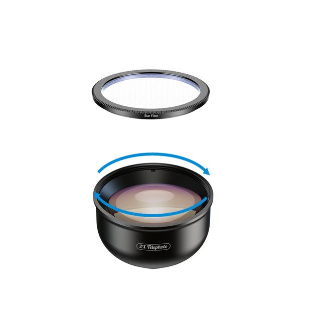 Universal Clip 2x Portrait Telephoto Lens for iPhone APEXEL Telephoto Lens with Star Filter 