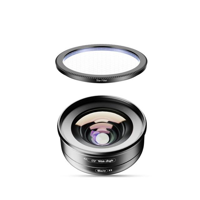Universal Clip Optical HD Mobile Phone Camera Wide Angle Macro 2in1 Lens Kit Mobile Photography Accessories APEXEL Lens with Star Filter 
