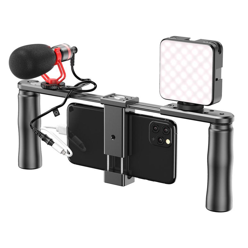 Apexel Smartphone Video Rig Film Maker Two Grip Handle with Shotgun Microphone APEXEL 