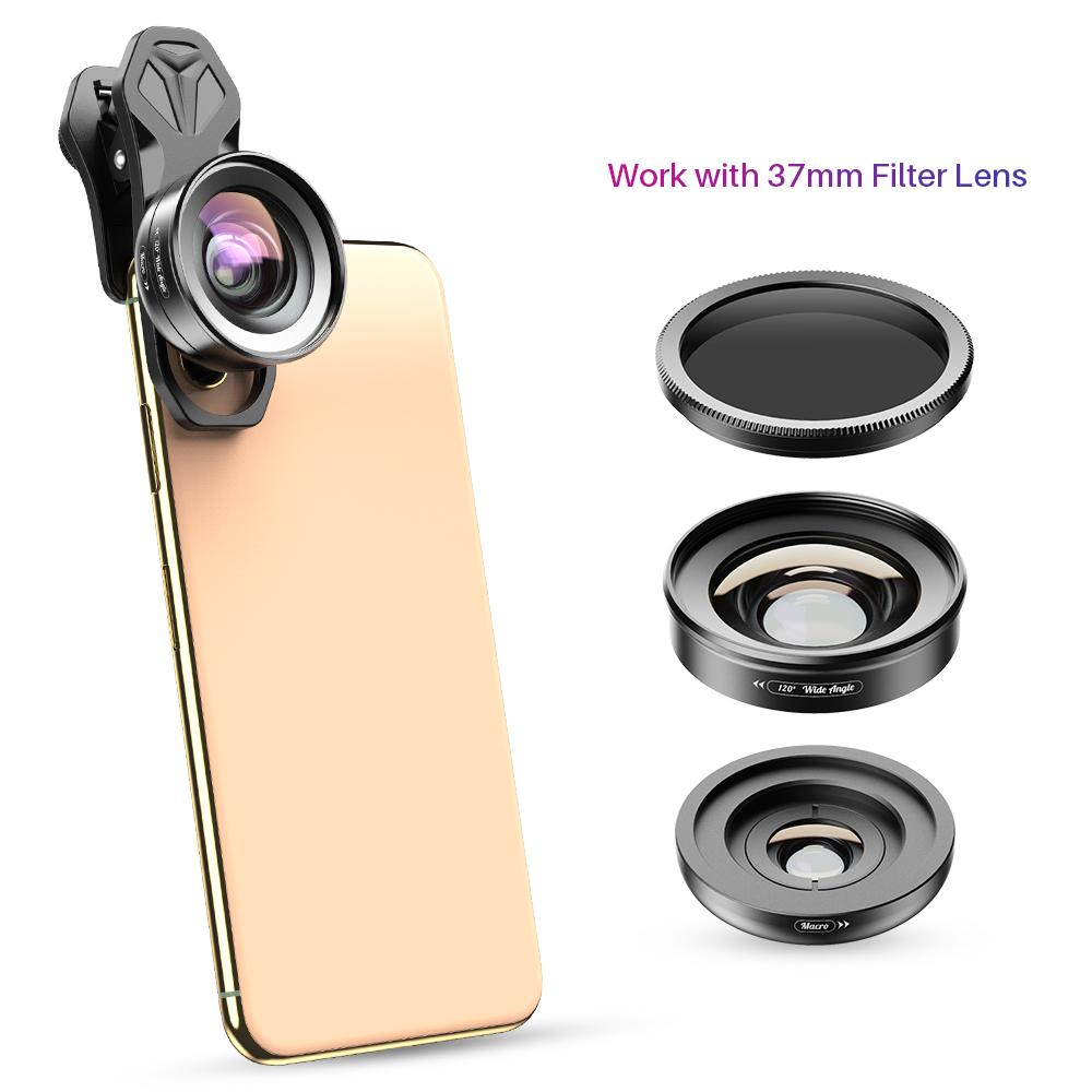 Universal Clip Optical HD Mobile Phone Camera Wide Angle Macro 2in1 Lens Kit Mobile Photography Accessories APEXEL 