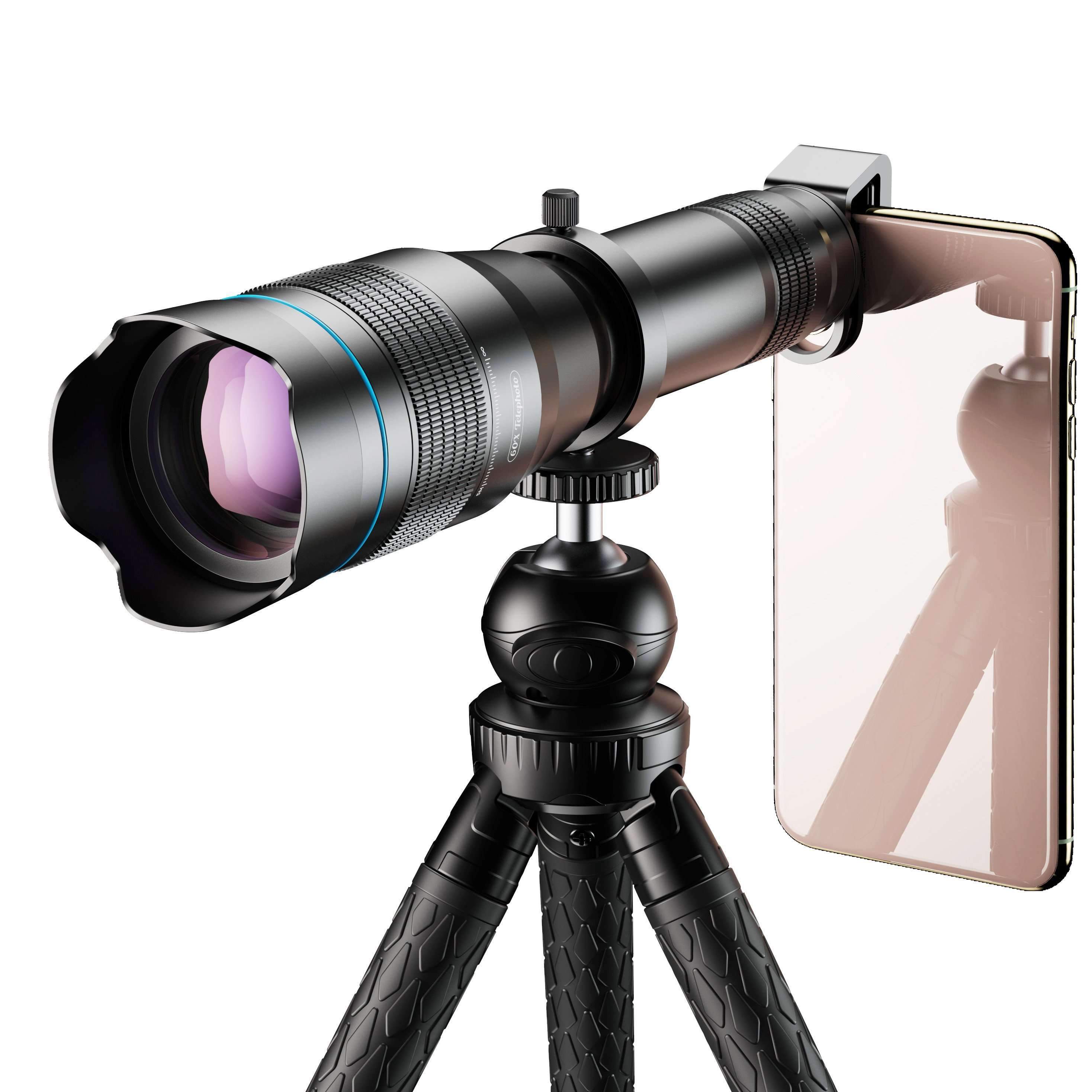 60X Monocular Telescope Lens Astronomical Zoom Extendable Tripod for Phone APEXEL 60X Telescope with Tripod 