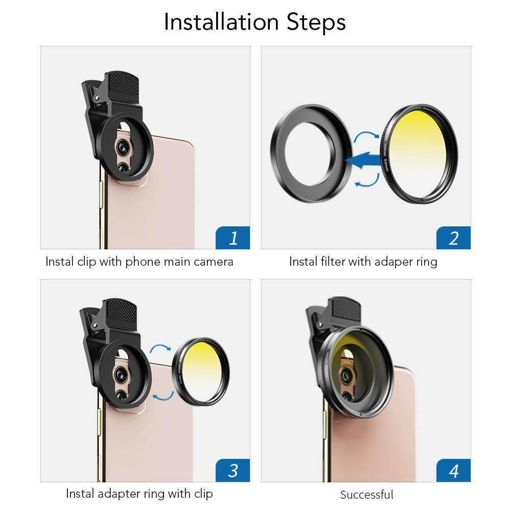Phone Lens Kits 0.45X Wide Angle Macro 37/52mm CPL ND32 Full Color Filter Mobile Photography Accessories APEXEL 