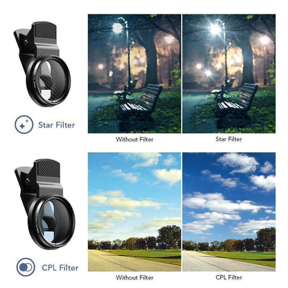 Phone Lens Kits 0.45X Wide Angle Macro 37/52mm CPL ND32 Full Color Filter Mobile Photography Accessories APEXEL 