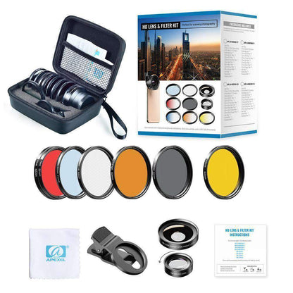 Phone Lens Kits 0.45X Wide Angle Macro 37/52mm CPL ND32 Full Color Filter Mobile Photography Accessories APEXEL 