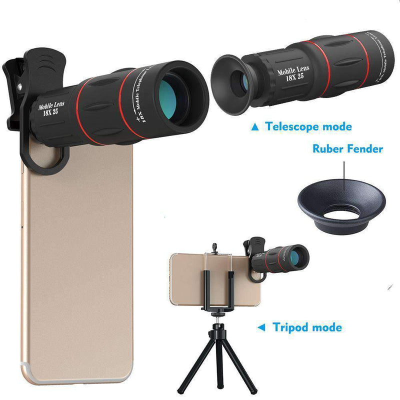 18x Telephoto Camera Lens With Clip for Mobile Phone APEXEL 18X Lens with Tripod 