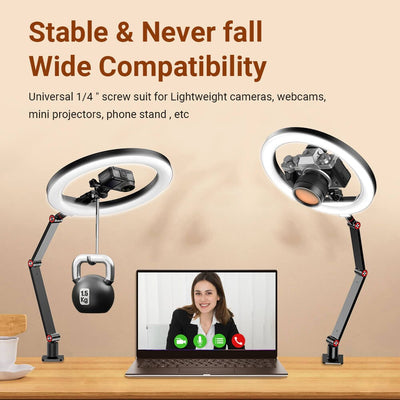 FL20 10 Inch Ring Light Foldable Portable with Stand and Phone Holder APEXEL - Black