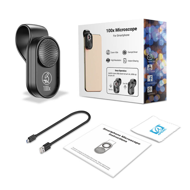 Mobile LED 100X Microscope Lens Mobile Photography Accessories APEXEL 