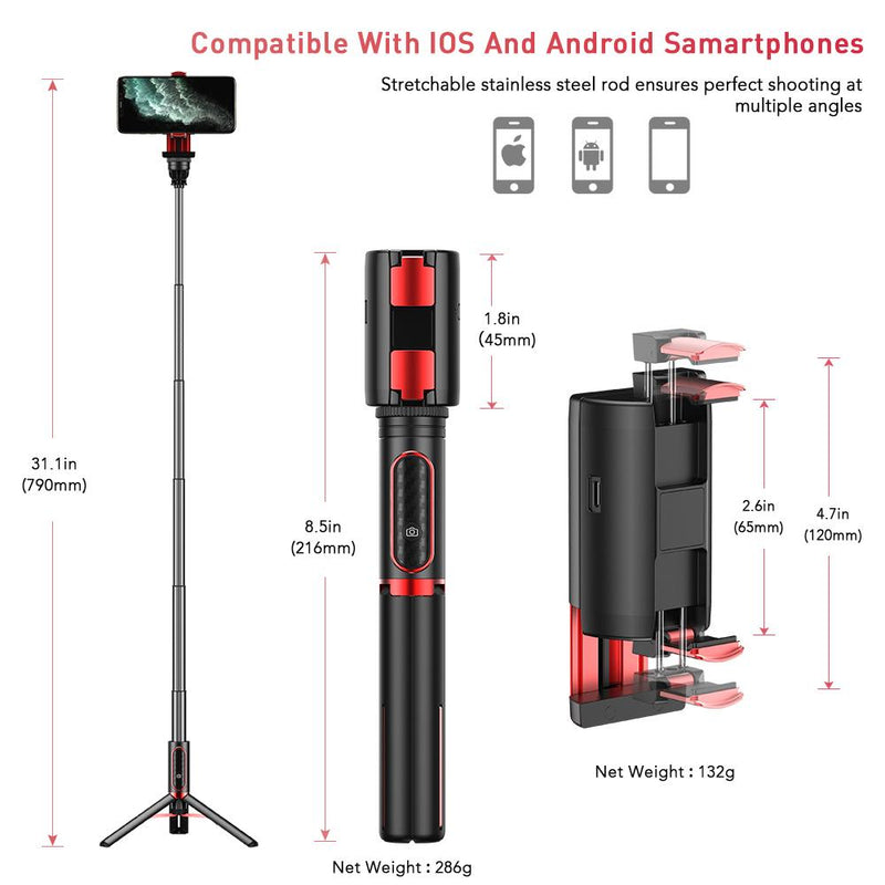 Extendable Phone Selfie Stick Gimbal Stabilizer Mobile Photography Accessories APEXEL 