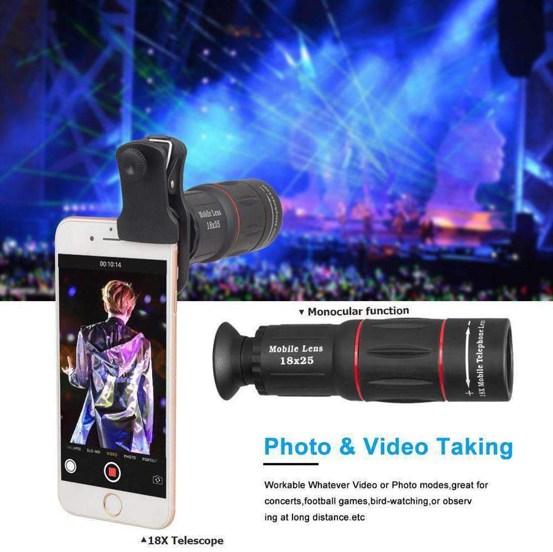 18X Telescope Fisheye Wide Angle Macro 4in1 Lens Kit With Tripod Clip APEXEL 