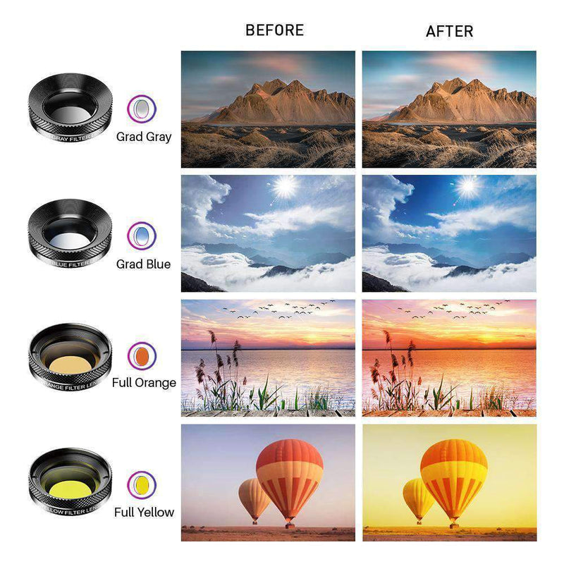 11 in 1 Cell Phone Camera Optical Filter Lens Kits With Clip Mobile Photography Accessories APEXEL 