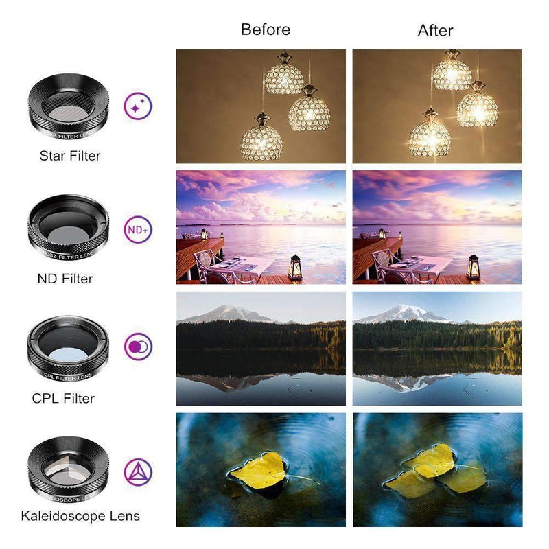 11 in 1 Cell Phone Camera Optical Filter Lens Kits With Clip Mobile Photography Accessories APEXEL 