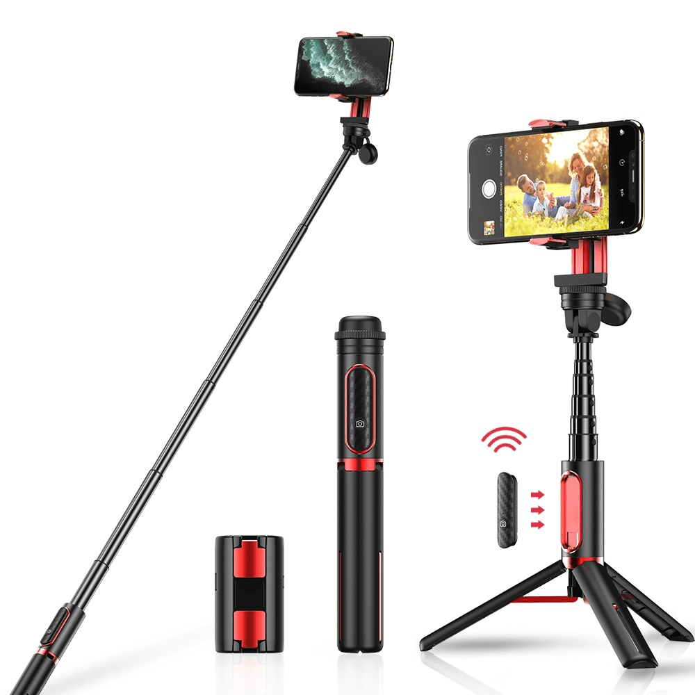 2 in 1 Portable Mini Mobile Selfie Stick with Bluetooth Remote Controller  Smartphone DSLR Action Camera Tripod with Carry Case