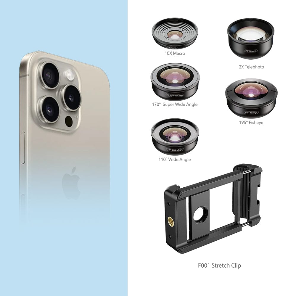 4K HD Professional 5 in 1 Lens Kit(Macro/Telephoto/Wide/Super Wide/Fisheye) APEXEL 