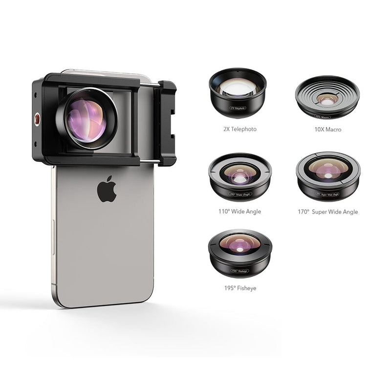 4K HD Professional 5 in 1 Lens Kit(Macro/Telephoto/Wide/Super Wide/Fisheye) APEXEL HB5 iPhone 15 Pro Max None